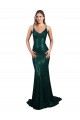 Sleeveless V-Neck Sequin Dark Green Mermaid Long Formal Evening Dress Canada Clearance