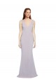 Sleeveless V-Neck Stretch Crepe Arctic Lilac Long Formal Evening Dress Canada Clearance