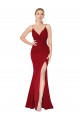 Sleeveless V-Neck Stretch Crepe Burgundy Mermaid Long Formal Evening Dress Canada Clearance