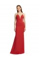 Sleeveless V-Neck Stretch Crepe Red Long Formal Evening Dress Canada Clearance