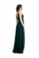 Sleeveless V-Neck Stretch Crepe Midnight Green Long Formal Evening Dress Canada Clearance