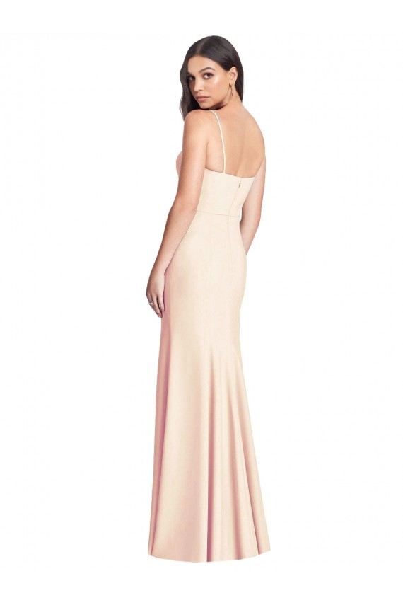 Sleeveless Sweetheart Stretch Crepe Nude Long Semi Formal Evening Dress Canada Clearance