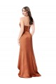 Sleeveless Sweetheart Silky Satin Orange Long High Low Evening Dress Canada Clearance