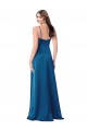 Sleeveless Cowl Neck Silky Satin Peacock Blue Long Formal Evening Dress Canada Clearance
