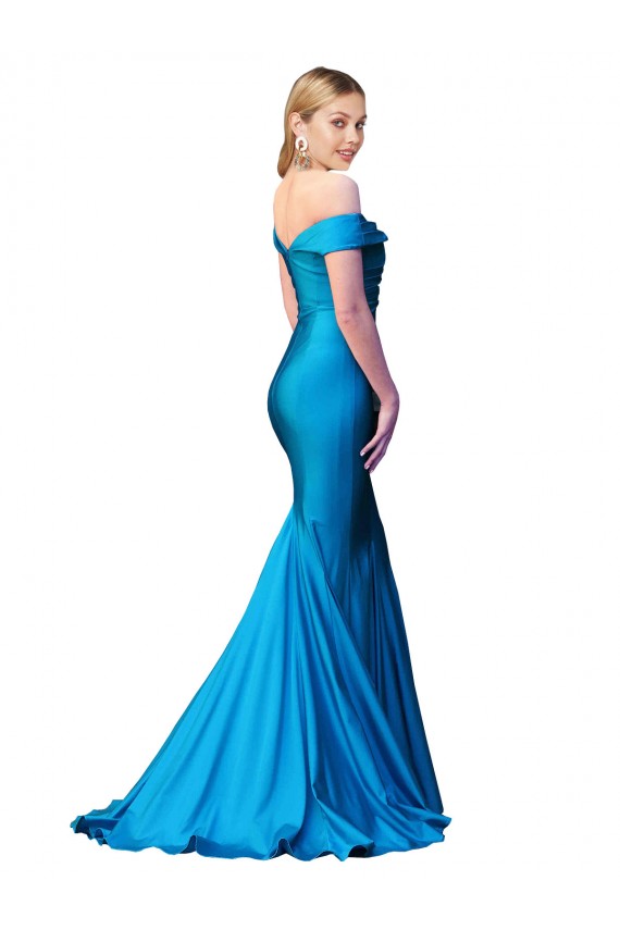 Sleeveless High Neck Satin Peacock Blue Long Formal Evening Dress Canada Clearance