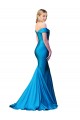 Sleeveless High Neck Satin Peacock Blue Long Formal Evening Dress Canada Clearance