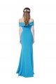 Sleeveless Off the Shoulder Stretch Crepe Peacock Blue Long Formal Dress Canada Clearance