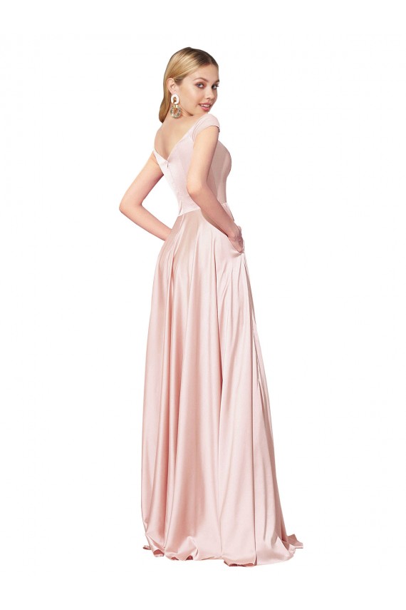 Sleeveless High Neck Satin Pink Long Formal Evening Dress Canada Clearance