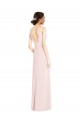 Sleeveless V-Neck Stretch Crepe Pink Long Black Tie Evening Dress Canada Clearance