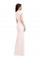 Cap Sleeves V-Neck Stretch Crepe Pink Long Formal Evening Dress Canada Clearance