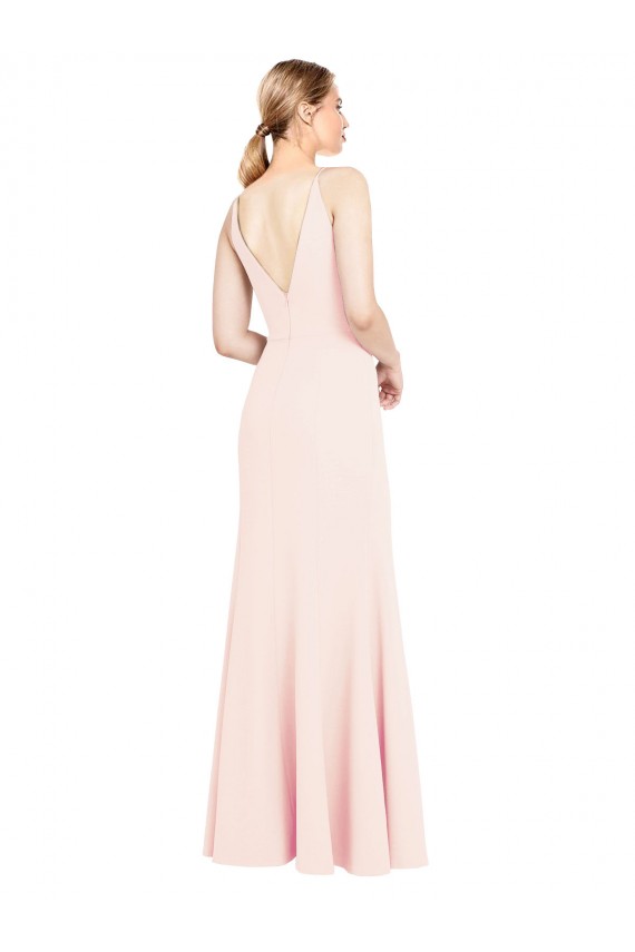 Sleeveless High Neck Stretch Crepe Pink Long Formal Evening Dress Canada Clearance