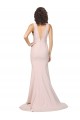 Sleeveless V-Neck Stretch Crepe Pink Sweep Train Black Tie Evening Dress Canada Clearance