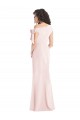 Cap Sleeves Off the Shoulder Stretch Crepe Pink Long Formal Evening Dress Canada Clearance