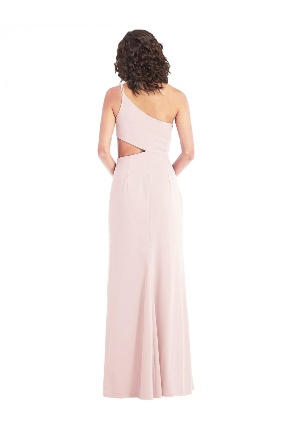 Sleeveless One Shoulder Stretch Crepe Pink Long Formal Evening Dress Canada Clearance