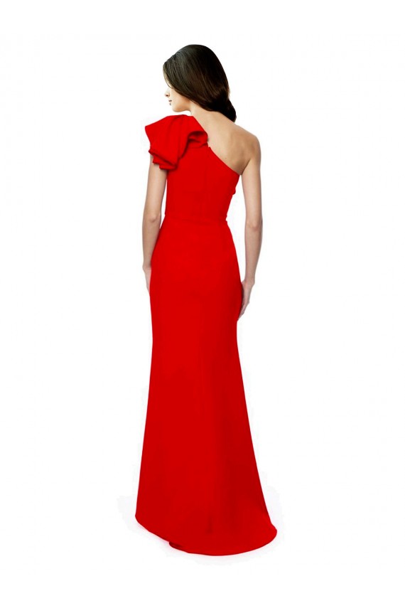 Sleeveless High Neck Stretch Crepe Red Long Formal Dress Canada Clearance