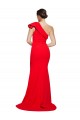 Sleeveless One Shoulder Stretch Crepe Red Sweep Train Semi Formal Evening Dress Canada Clearance