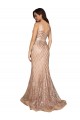 Sleeveless V-Neck Sequin & Sparkling Sequin Rose Gold Long Formal Plus Size Evening Dress Canada Clearance