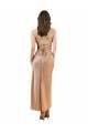Sleeveless Cowl Neck Silky Satin Rose Gold Midi Length Formal Evening Dress Canada Clearance