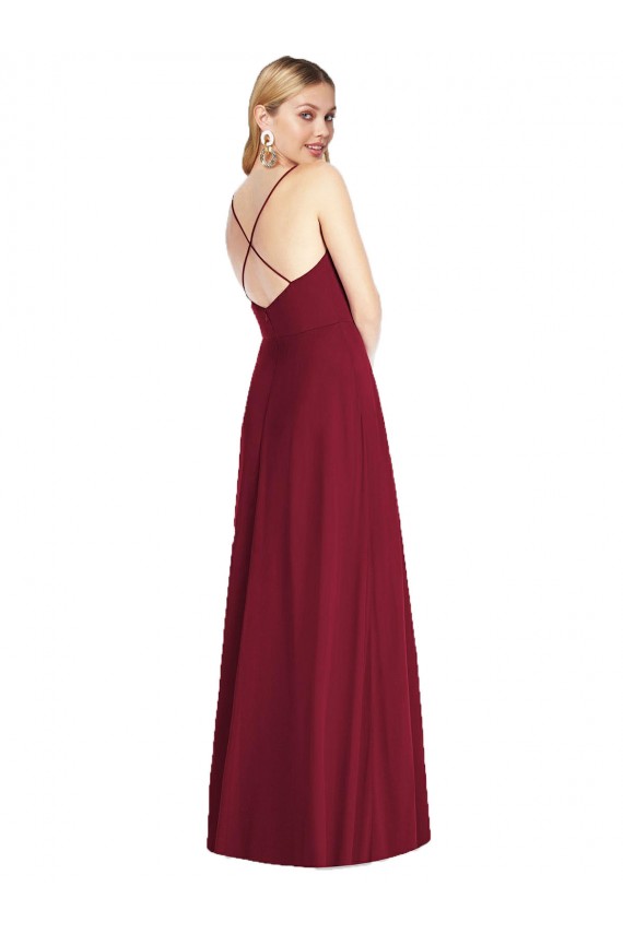 Sleeveless V-Neck Soft Chiffon Royal Blue Long Formal Dress Canada Clearance