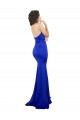 Sleeveless High Neck Stretch Crepe Royal Blue Long Formal Evening Dress Canada Clearance