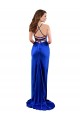 Sleeveless Cowl Neck Silky Satin Royal Blue Long Formal Evening Dress Canada Clearance