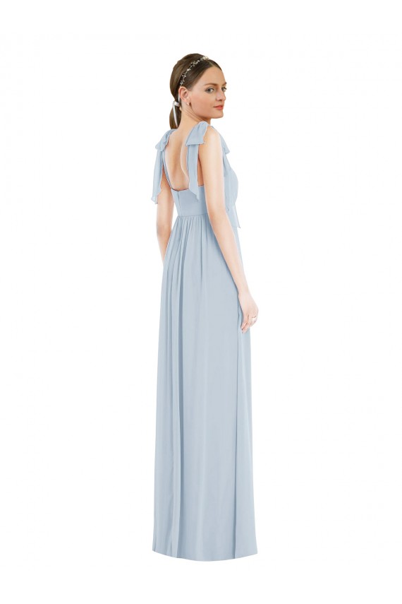 Sleeveless Sweetheart Soft Chiffon Sea Glass Long Semi Formal Evening Dress Canada Clearance
