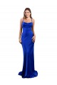 Sleeveless Cowl Neck Silky Satin Royal Blue Long Formal Evening Dress Canada Clearance