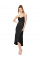 Sleeveless Cowl Neck Silky Satin Black Midi Length High Low Evening Dress Canada Clearance
