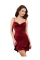 Sleeveless Cowl Neck Silky Satin Burgundy Midi Length Formal Evening Dress Canada Clearance
