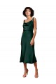 Sleeveless Cowl Neck Stretch Satin Hunter Midi Length Black Tie Evening Dress Canada Clearance