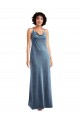 Sleeveless Cowl Neck Stretch Velvet Dusty Blue Long Evening Gowns Canada Clearance