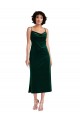 Sleeveless Cowl Neck Stretch Velvet Dark Green Midi Length Black Tie Evening Dress Canada Clearance
