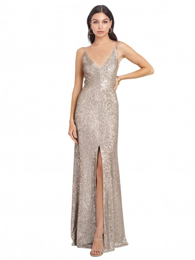 Sleeveless High Neck Sequin & Sparkling Sequin Silver Long Formal Evening Dress Canada Clearance