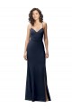 Sleeveless High Neck Stretch Crepe Dark Navy Long Formal Evening Dress Canada Clearance
