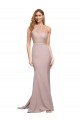 Sleeveless High Neck Stretch Crepe Dusty Pink Sweep Train Formal Evening Dress Canada Clearance
