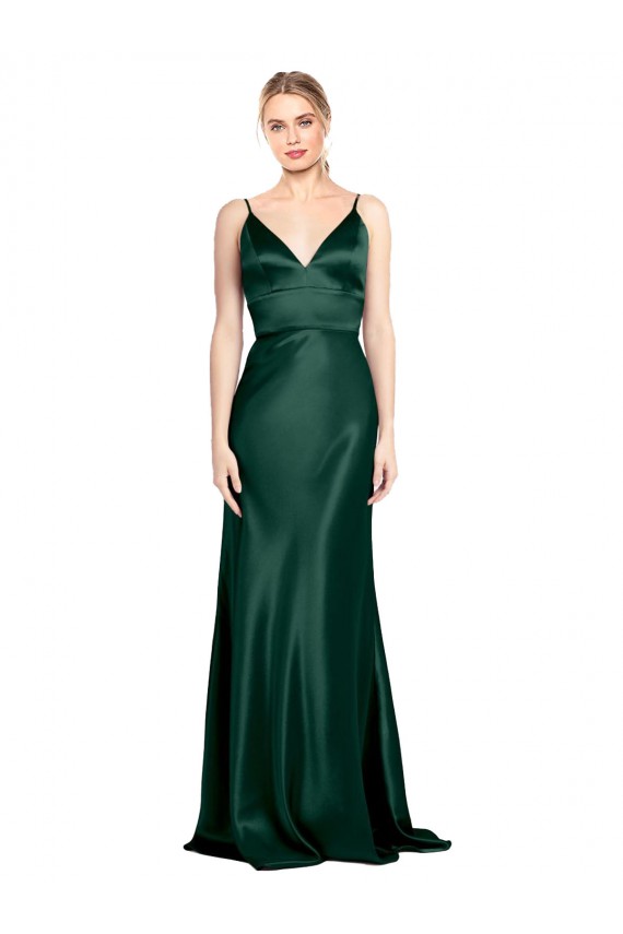 Sleeveless High Neck Stretch Satin Hunter Long Formal Evening Dress Canada Clearance
