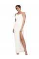Sleeveless High Neck Stretch Satin Ivory Long Formal Evening Dress Canada Clearance