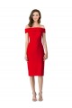 Sleeveless Off the Shoulder Stretch Crepe Red Cocktail Length Formal Evening Dress Canada Clearance