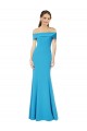 Sleeveless Off the Shoulder Stretch Crepe Peacock Blue Long Formal Dress Canada Clearance