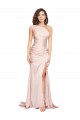 Sleeveless One Shoulder Silky Satin Pink Long Black Tie Evening Dress Canada Clearance