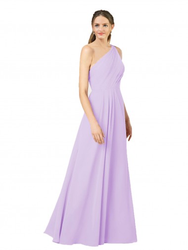 Sleeveless One Shoulder Soft Chiffon Lilac Long Formal Evening Dress Canada Clearance