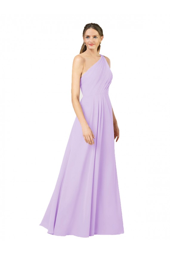 Sleeveless One Shoulder Soft Chiffon Lilac Long Formal Evening Dress Canada Clearance