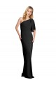 Flutter Sleeves One Shoulder Stretch Crepe Black Long Formal Evening Dress Canada Clearance