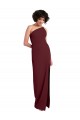 Sleeveless One Shoulder Stretch Crepe Burgundy Gold Long Formal Evening Dress Canada Clearance