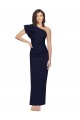 Sleeveless One Shoulder Stretch Crepe Dark Navy Sheath Long Formal Evening Dress Canada Clearance