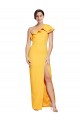 Sleeveless One Shoulder Stretch Crepe Saffron Long Formal Evening Dress Canada Clearance