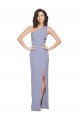 Sleeveless One Shoulder Stretch Crepe Smoke Blue Long Formal Evening Dress Canada Clearance