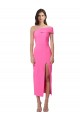 Sleeveless One Shoulder Stretch Crepe Fuchsia Midi Length Formal Evening Dress Canada Clearance
