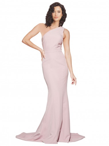 Sleeveless One Shoulder Stretch Crepe Mauve Sweep Train Semi Formal Evening Dress Canada Clearance