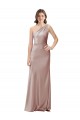 Sleeveless One Shoulder Stretch Satin Dusty Pink Long Formal Evening Dress Canada Clearance